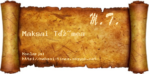 Maksai Tímea névjegykártya